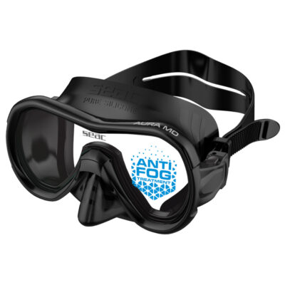 Maschera SEAC Aura MD Antifog nera, vista frontale